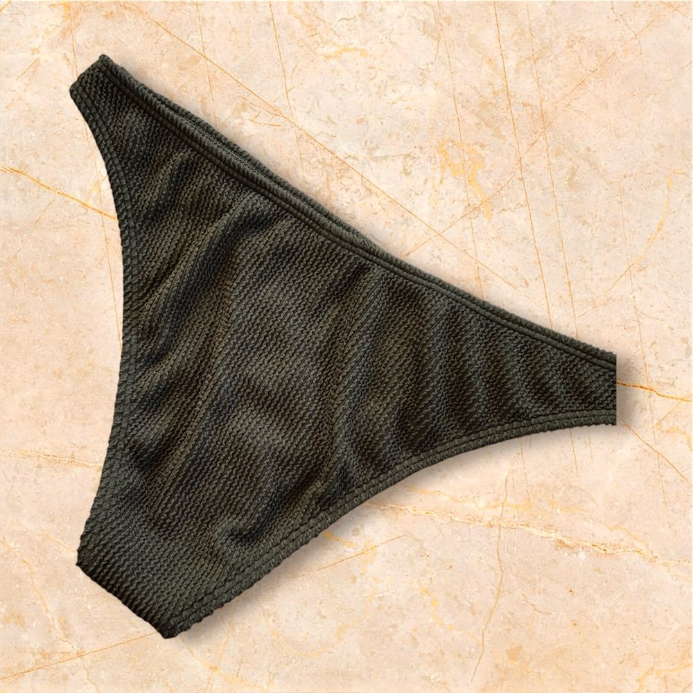Good American New L/XL Textured Always Fits Bikini Swimsuit Bottom Olive - Picture 5 of 7